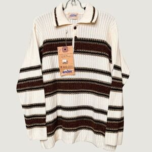 NWT Italian Hand Knit Henley Sweater Women's Large Romantic Dark Acadamia Wool